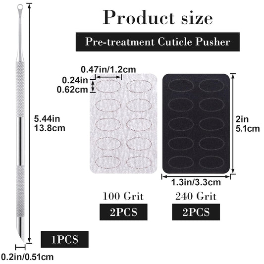 1 Pcs Cuticle Pusher Tool with 100#/240# Grit Nail Files, Metal Cuticle Tools, Stainless Steel Round Manicure Tools for Manicure Pedicure Nail Art, Salon, Home Use