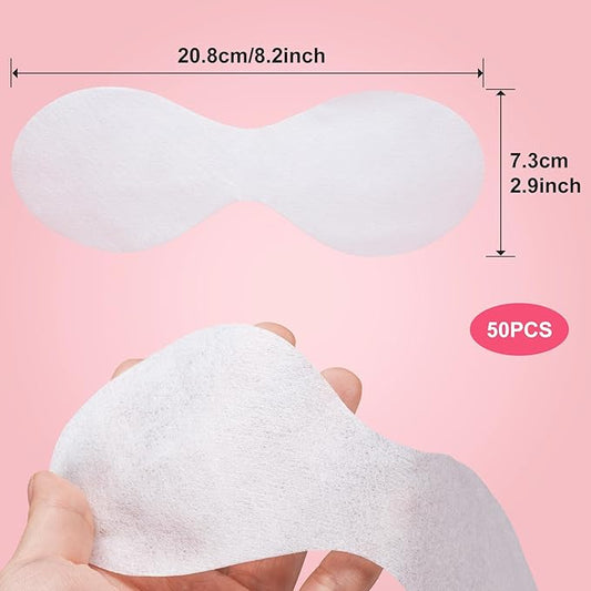 Joez Wonderful 50 Sheets Disposable Eye Mask Paper, Non Woven Eye Care Patches Paper Eye Covers, Cotton Spa Eye Pads for Facials, DIY Clear Eye Mask Paper Beauty Sheets for Makeup