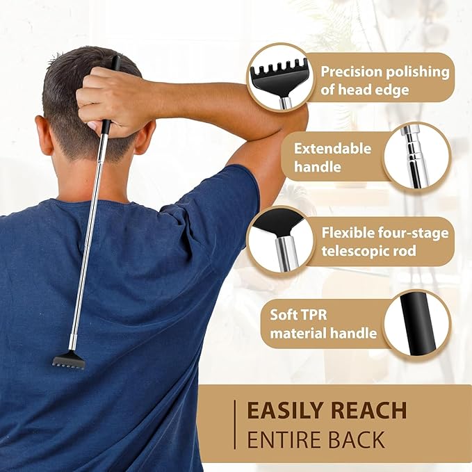 Head Massager 20 Fingers Scalp Massager Head Scratcher, Back Massage Back Scratcher, Stocking Stuffers for Scalp and Body Massage 2 Pack (Black)