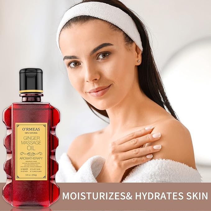 Ginger Massage Oil for Relaxing Muscles Massage Oil for Massage Body Oil for Skin Moisturizing for Men and Women 8.8 oz