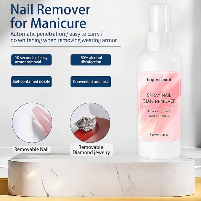 Solid Nail Glue Remover for Press on Nail, Nail Tips Glue Remover with Cuticle Pusher Nail File Dip Remover Ghinestone Glue Remover Nail Tips Glue Press on Nails Remover nail glue remover debonder
