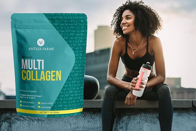 Antler Farms - Multi Collagen Protein Powder - 5 Types (I, II, III, V, and X) 100% Pure Hydrolyzed Collagen Peptides for Men and Women - Bioavailable, Rapid Absorption - Unflavored - 1 lb