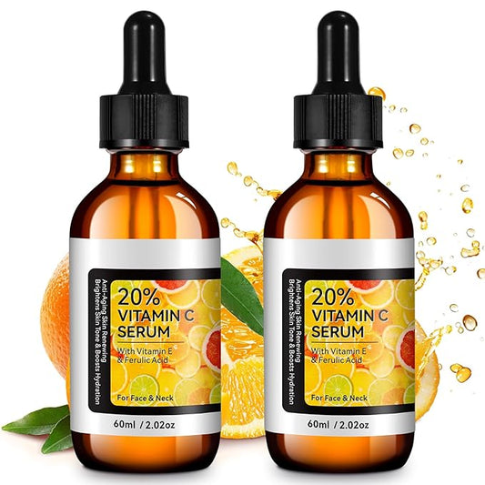 2Pack Vitamin C Serum for Face - Anti Aging Facial Serum with Vitamin C, Hyaluronic Acid, Vitamin E, Promotes Collagen Synthesis, Reduces Dark Spots And Wrinkles, 4.04 Fl Oz