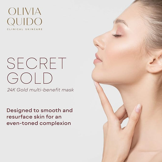 OLIVIA QUIDO Clinical Skin Care Secret Gold 24K Mask | Anti-Aging Night Cream for Face and Neck | Tightens Wrinkles & Fine Lines | Whitens Dark Spots, Melasma & Acne Scars | Non-Comedogenic Night Mask