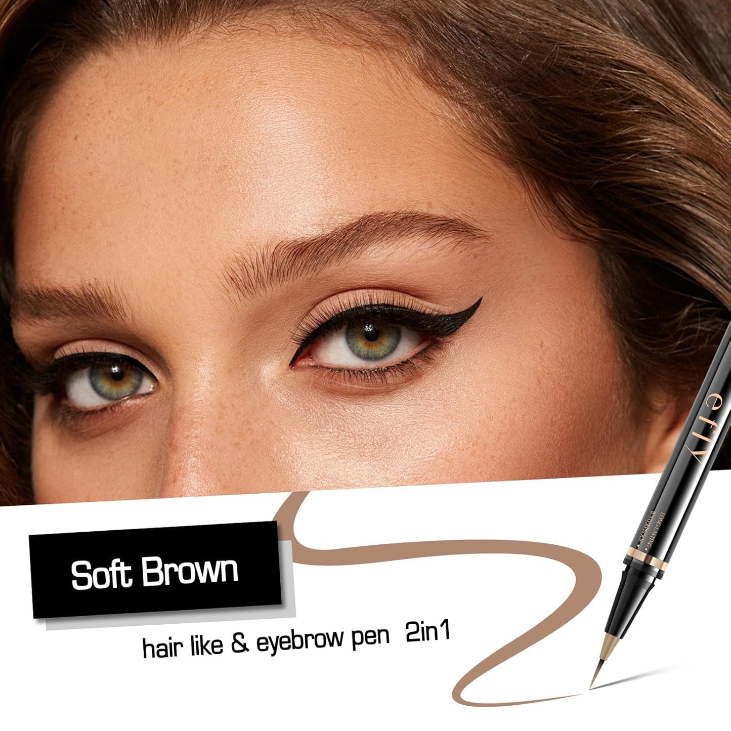Eyebrow Pencils for Women, Microblading Eyebrow Pen Magical 2-in-1 Dual-Ended Brow Pen with 3D & Precise Brush-Tip Create Natural Hair-Like Brows, Last All-Day(Soft Brown)