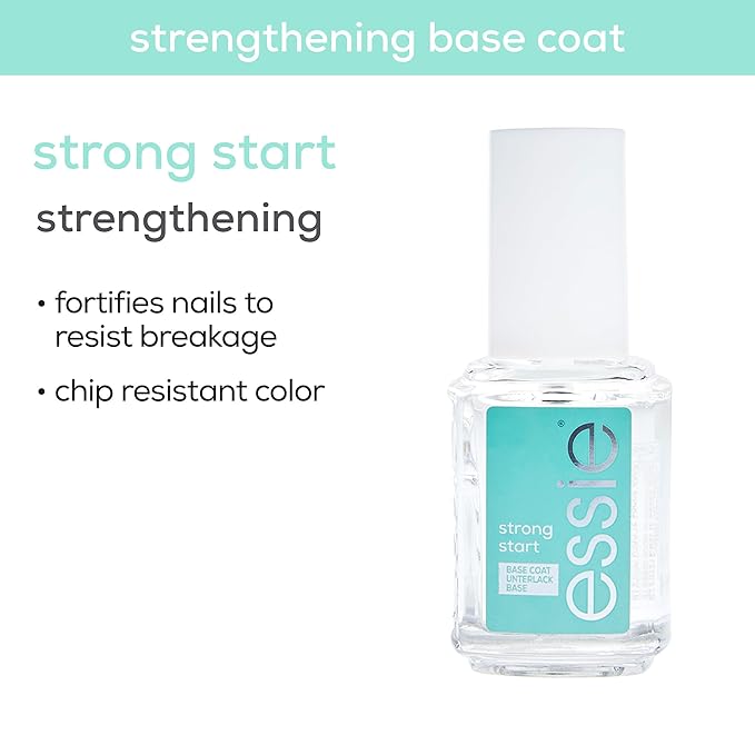 essie Nail Care, 8-Free Vegan, Strong Start Base Coat, strengthening nail polish, 0.46 fl oz