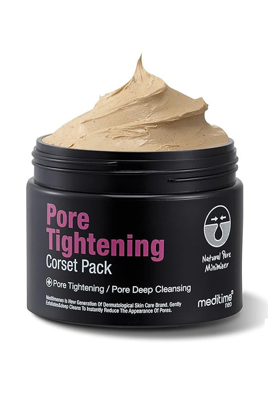 Meditime Pore Corset Pack | Sebum and Pore Minimizer Face Pack | Clay Mask for Blackheads and Pores | Korean Skincare Pore Cleaner & Nose Blackhead Remover | Deep Pore Remover Face Care (3.53 Fl Oz)