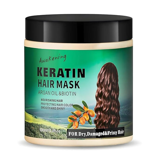 7 Day Repair Keratin Hair Mask & Treatment with Argan Oil - Hydrating, Deep Repair for Dry, Frizzy, Damaged Hair - 16.9 fl oz