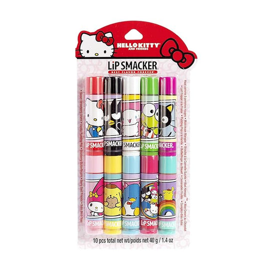 Lip Smacker Sanrio Hello Kitty & Friends Pack - 10 Moisturizing Lip Balms, Hydrating & Protecting - Cruelty-Free