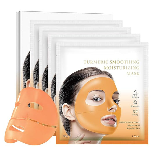 Turmeric Hydrogel Face Masks Skincare 4 Pack, Deep Hydrating Overnight Facial Mask Sheet, Hydro Jelly Masks for Facials Professional, Night Gel Wrapping masks Sheet for Women Skin Care