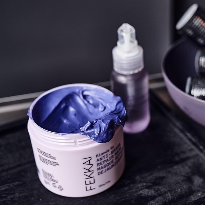 FEKKAI Blonde RX Hair Recovery Duo - Includes Purple Mask (7.5 oz) + Brightening Oil (1.7 oz) - Free of Sulfates, Parabens, Phthalates - Vegan, Cruelty-Free