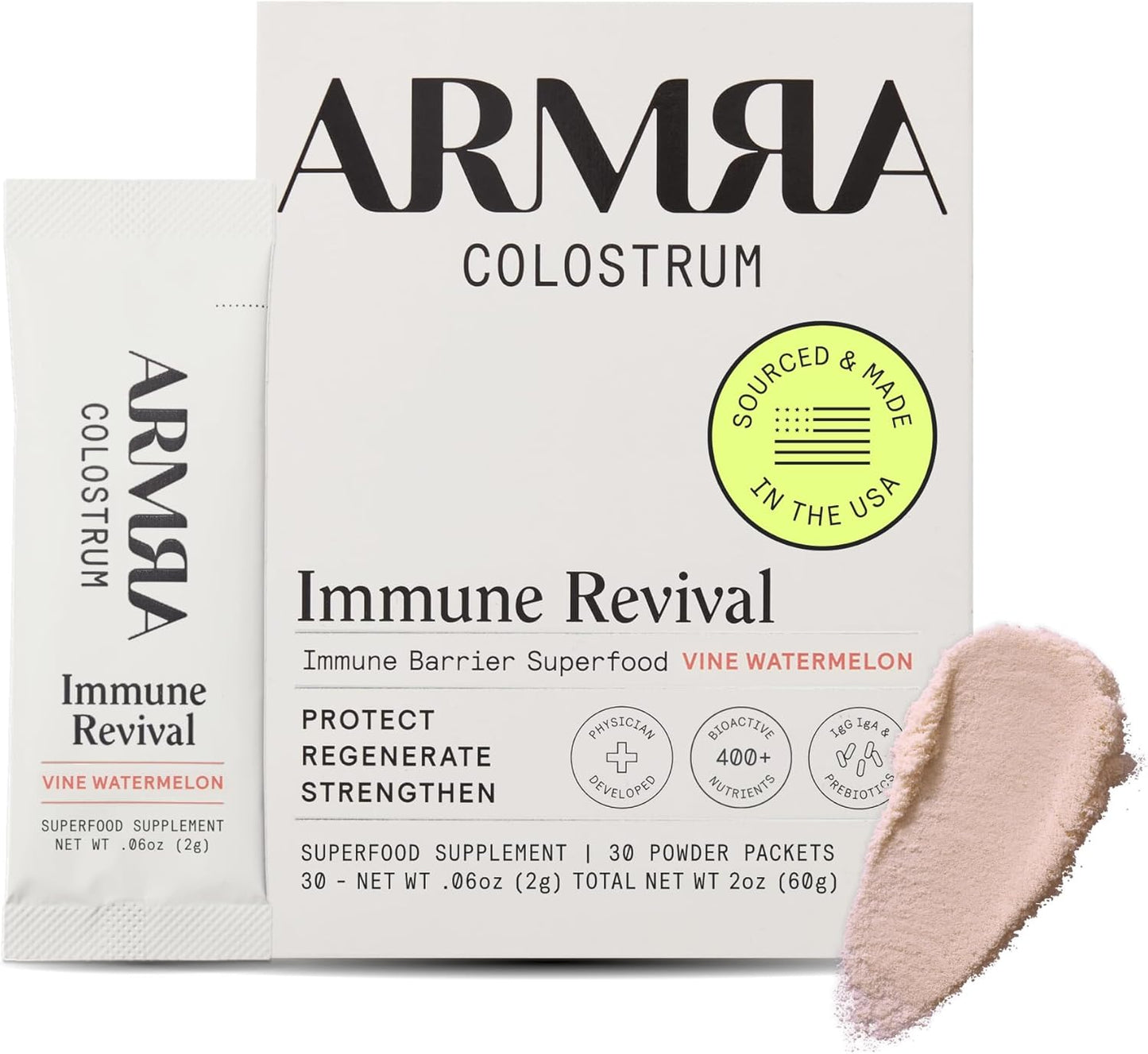 ARMRA Colostrum™ Powder | Vine Watermelon | Gut Health & Bloating | Skin & Hair | Immunity | Keto, Gluten & Fat-Free | 30 Servings