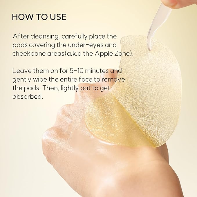 HANYUL Yuja (Yuzu) Vita Tone Up Apple Zone Toner Pads | 2 in 1 Daily Skin Brightening with Vitamin C, Patch for Under Eye, Dark Spot Correction, Vegan Certified, Korean Skincare, 60 Sheets