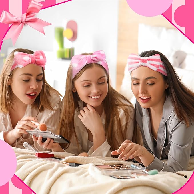 Kajaia 12 Pcs Sleepover Party Favors for Woman Plush Sleep Eye Mask Soft Spa Headband for Spa Birthday Bachelorette Slumber Party Supplies(Bright)