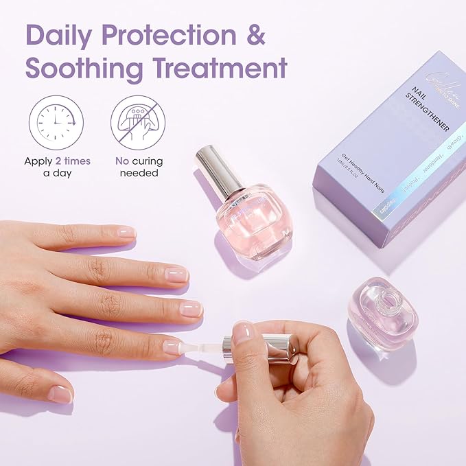 Gellen Nail Strengthener Protein, Strengthen & Repair Thin Weak and Damaged Nails, Calcium & Keratin Nourish Growth Nail Care Treatment | Air Dry Clear Finish 15ml Lavender Scent