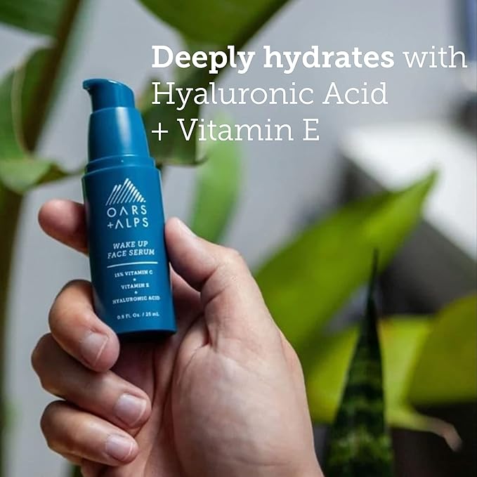 Oars + Alps Anti Aging Vitamin C Serum for Face, Infused with Vitamin C, Hyaluronic Acid, and Vitamin E, TSA Friendly, 0.8 Fl Oz