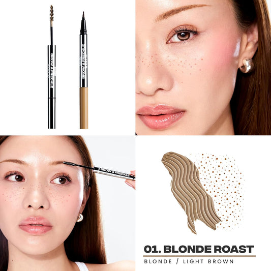 Sacheu Brow & Freckle STAY-N Tinted Eyebrow Gel & Faux Freckle Pen — 2-in-1 Longwear Water Resistant Brows Tint, Cruelty-Free & Vegan, Blonde Roast