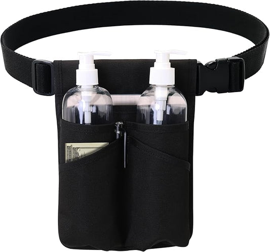 Professional Massage Therapist Holster with Adjustable Belt, Bottle Bag, Lotion & Oil Holster, Black