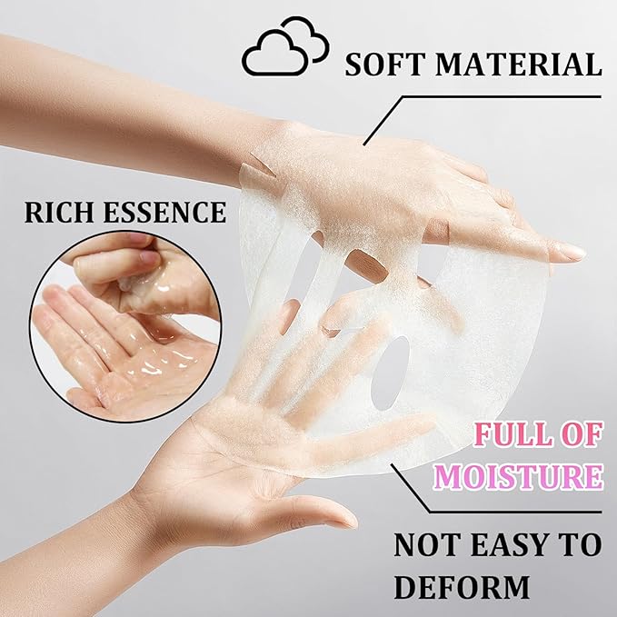 Face Sheet Mask,10PCS Moisturizing Clean Facial Paper Sheet Masks for All Skin Types,Hydrating Beauty Sheet Mask Set for Women Men