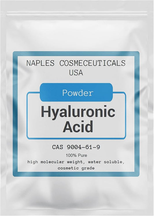 Hyaluronic Acid Powder Pure High Molecular Weight Cosmetic Grade Water Soluble Sodium Hyaluronate for Skin Face Cosmetic Applications Make Your Own Serum