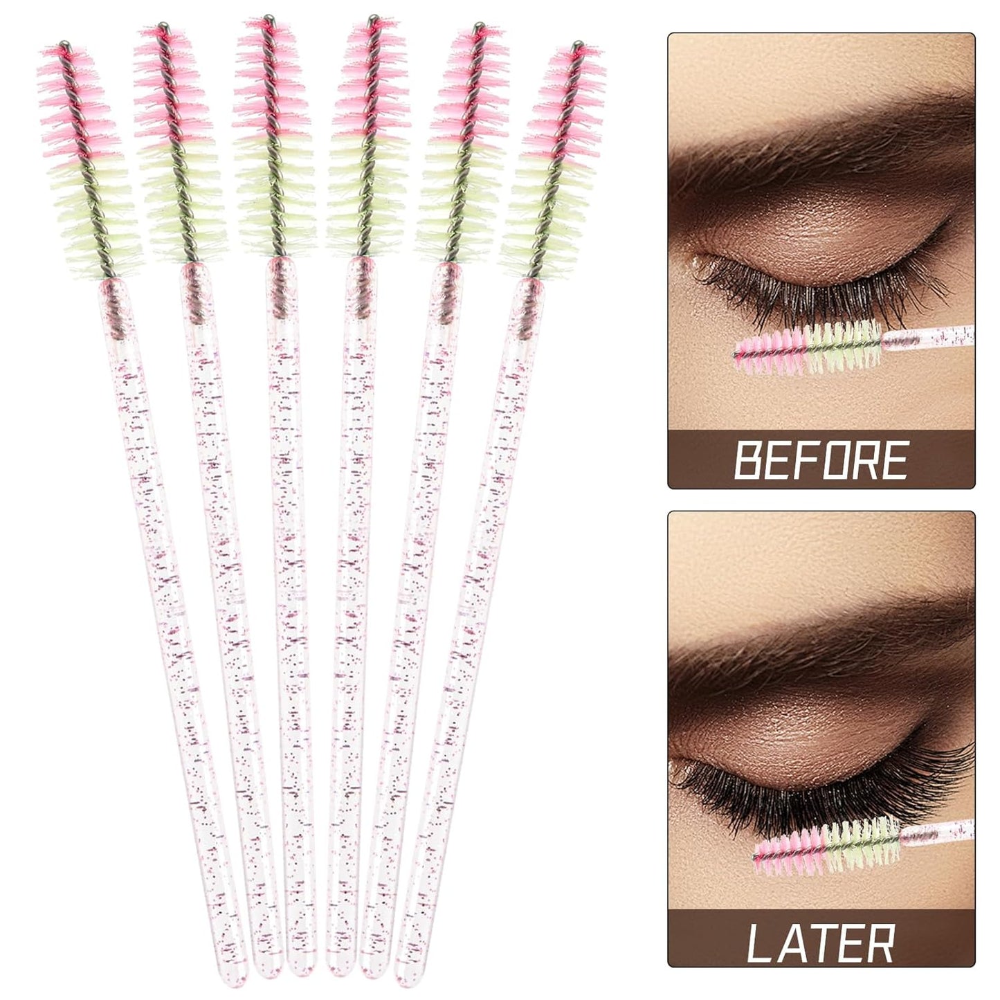300PCS Disposable Mascara Wands Spoolie Brush Crystal Eyebrow Brushes Eyelash Extension Applicator Makeup Kits