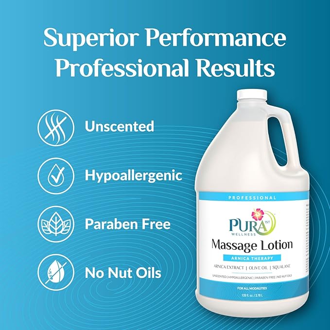 Arnica Massage Lotion, Hypoallergenic Formula, Massage Lotion for Muscle Relief, Unscented Deep Tissue Arnica Lotion, Physical Therapy Lotion, Massage Lotion for Massage Therapy, 128oz