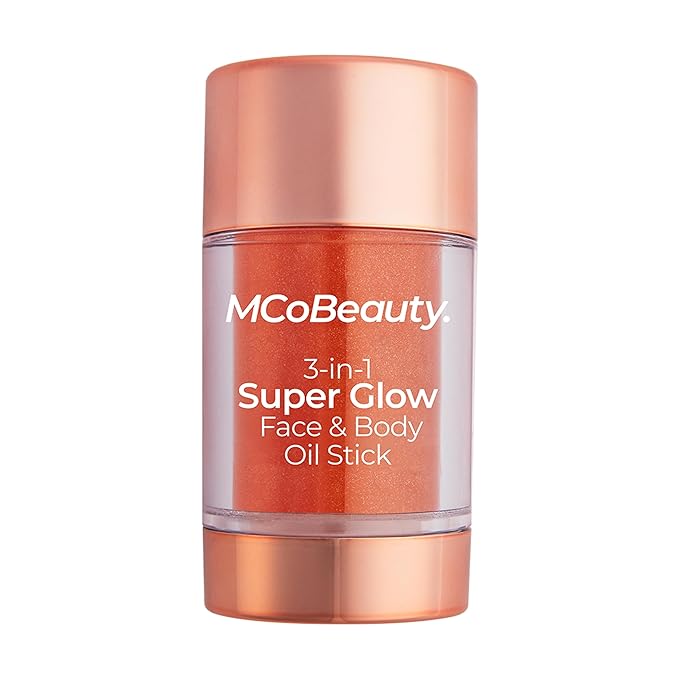 MCoBeauty 3-in-1 Super Glow Face & Body Oil Stick, Bronze, Long Wearing and Non-Sticky, Vegan, Cruelty Free Cosmetics