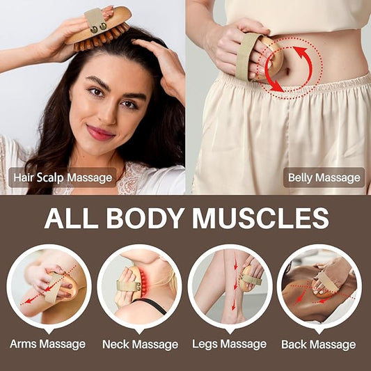 Wood Therapy Massage Tools for Belly Fat,Wooden Massage Body Brush for Cellulite Remover, Cellulite Lymphatic Drainage Massager for Body Shaping, Maderoterapia Kit for Muscle Pain Relief