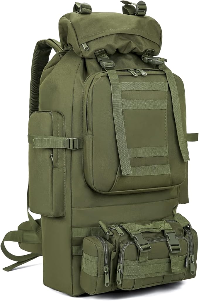 100L Camping Hiking Backpack,Molle military Tactical rucksack backpack,Waterproof Lightweight Hiking Backpack (Army Green)
