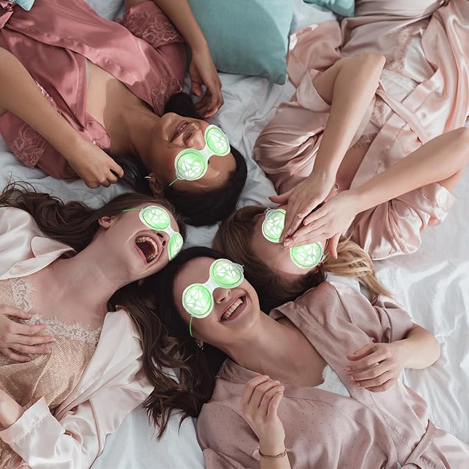 12 Pcs Cucumber Eye Pads Gel Eye Masks Cooling Heating Eye Pads Spa Party Favors Sleepover Slumber Party Supplies