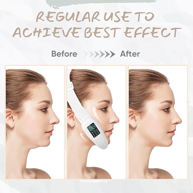 V-Face Electric Double Chin Device with 8 Modes & 15 Gear Adjustable Intensities - Intelligent V-Face Machine for Contouring Double Chin - H092