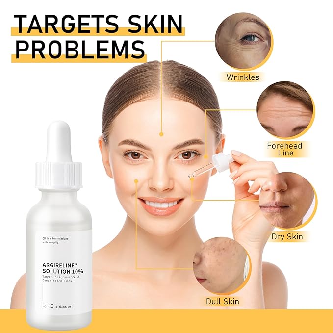 Argireline Serum For Oily Skin, Advanced Anti-Wrinkle Facial Serum For Women, 30 ML/ 2 PCS Moisturizing Argireline 10% Solution For Face, Argireline Peptide.