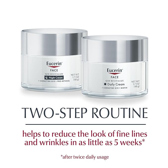 Eucerin Q10 Skin Care Set, Anti Wrinkle Daily Face Cream with Biotin (1.7 Oz) + Anti Wrinkle Night Cream with Pro-Retinol (1.7 Oz), For All Skin Types, Fragrance Free