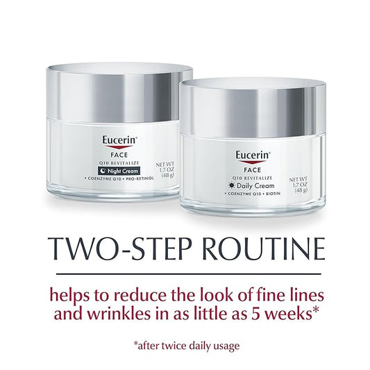 Eucerin Q10 Skin Care Set, Anti Wrinkle Daily Face Cream with Biotin (1.7 Oz) + Anti Wrinkle Night Cream with Pro-Retinol (1.7 Oz), For All Skin Types, Fragrance Free