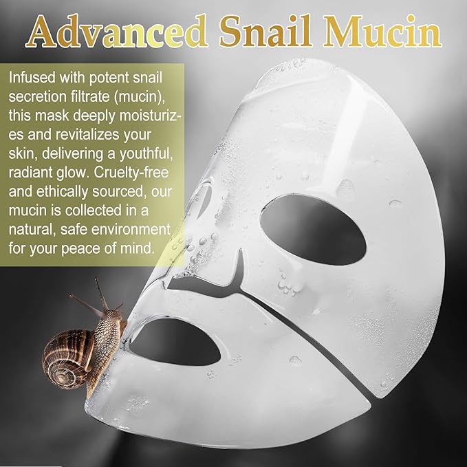 Snail Mucin, Collagen Face Mask, Glass Glow Hydrogel Mask, Strengthen The Skin Barrier, Delay Aging, Easy To Absorb, 6 EA
