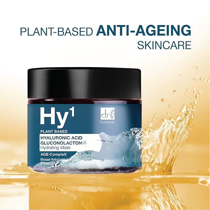 Dr Botanicals Hyaluronic Acid & Gluconolactone Hydrating Anti-Aging Facial Mask | Reduce Wrinkles, Renew, Gentle Exfoliate and Revitalize Skin with Nourishing Hyaluronic Acid Mask