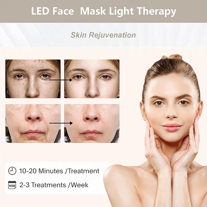 Led-Face-Tool，LED Light Therapy Facial Mask，7 in 1 Beauty Equipment for Skin Care at Home