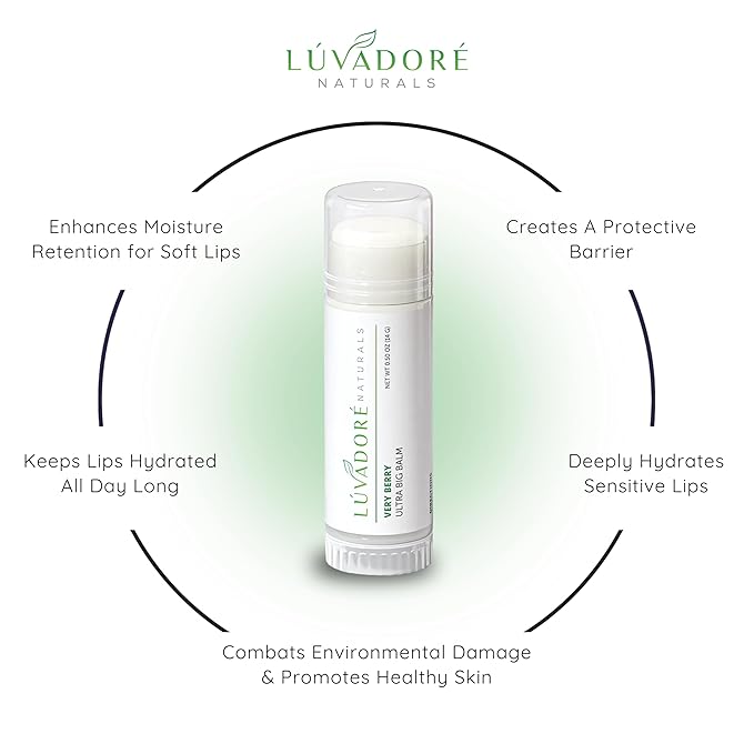 Ultra Big Lip Balm Stick VERY BERRY – Natural Waterproof Lip Moisturizer for Dry, Chapped Lips – Nourishing and Hydrating Formula – Enriched with Beeswax, Shea Butter