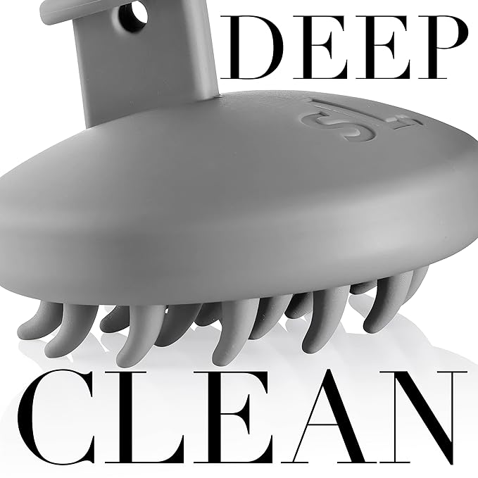 scalpluv | Scalp Massager Hair Brush, 3 in 1 Hair Massager, Exfoliator, Promotes Hair Growth, Dandruff Treatment, Waterproof Shower Scalp Scrubber with Soft Bristles, Shampoo Scrubber (Gray)