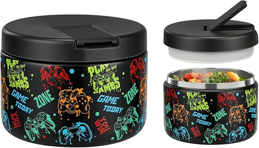 12oz Kids Soup Thermo for Hot Food Insulated Vacuum Food Jar with Buckle Lid, Stainless Steel Wide Mouth Leak Proof Lunch Container for School Travel 1 Pack