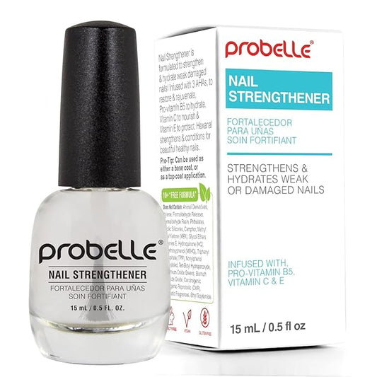 Probelle Nail Strengthener and growth, Natural Nail Strengthening Clear Nail Polish Repair Treatment, Nail Growth & Conditioning, Stops Splits, Chips, Cracks & Strengthens Damaged and Thin Nails