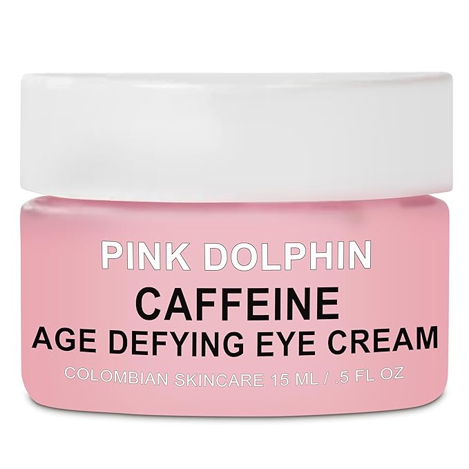 Pink Dolphin Caffeine Eye Cream – Anti-Aging Eye Treatment for Dark Circles, Puffiness & Fine Lines – Hydrating Formula with Caffeine & Hyaluronic Acid Skincare - 0.5 fl oz
