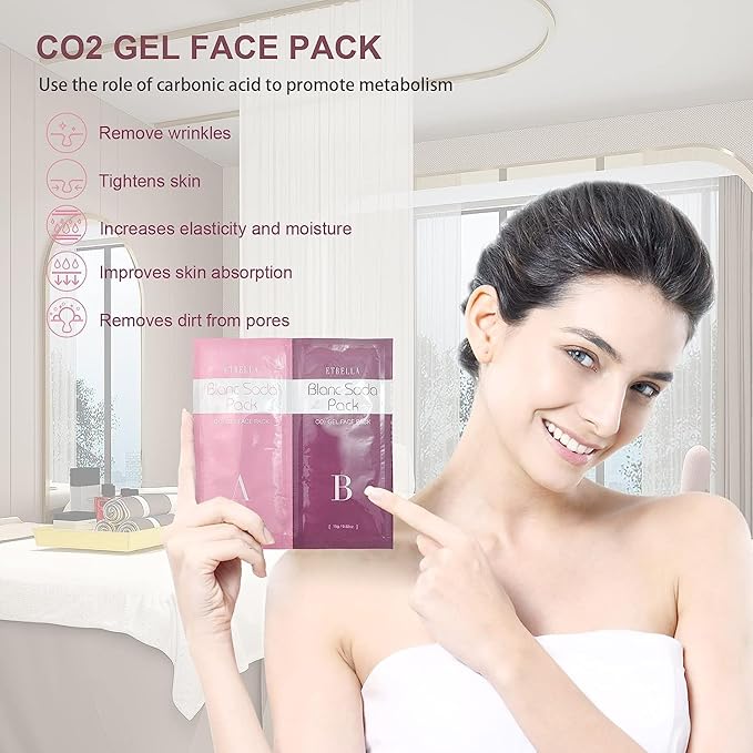 Elitzia CO2 Carboxy Gel Mask Spa Face Masks Skin Facial Care Moisturizing Brighten Natural Beauty 1 box 20 bags ET1719 (Pink)