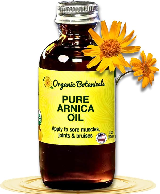 Arnica Oil - Pure Organic Muscle Discomfort Bottle - Organic Arnica Oil for Bruising and Swelling, Arnica Montana Oil for Muscle and Joint Discomfort, Arnica Massage Oil (2 oz)
