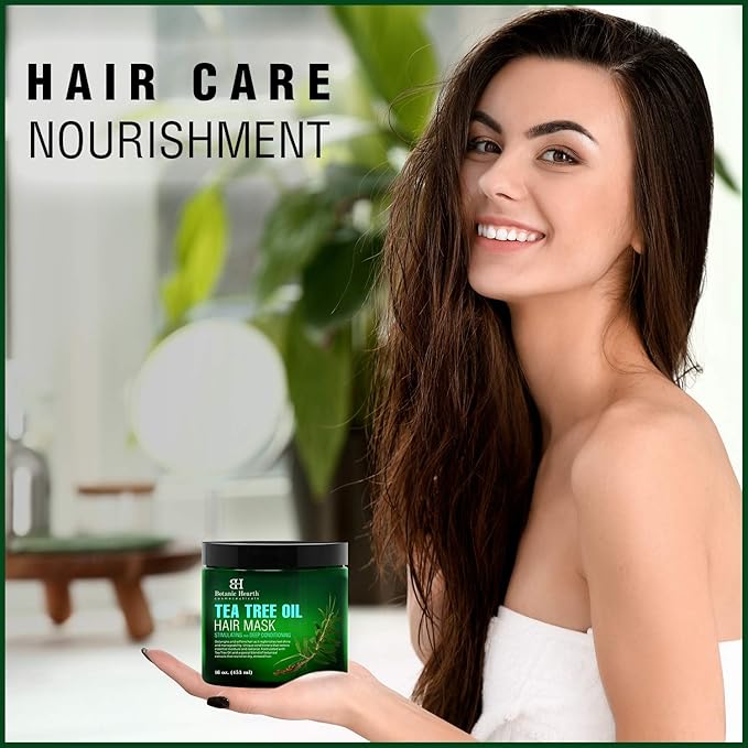 Botanic Hearth Tea Tree Hair Mask & Deep Conditioner, Moisturizes & Protects Hair & Scalp - with Soy Protein, Vitamin E, Collagen, Keratin & Coconut Oil - 16 oz (Packaging May Vary)