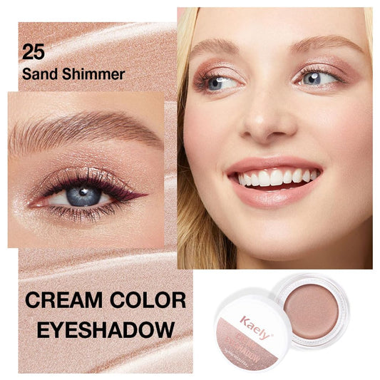 Kaely Single Cream Eyeshadow Pot, Sand Shimmer Eye Shadow for Older Women High Pigmented Waterproof, Natural Eyeshadow Palette Makeup Brightener, sombras en crema para ojos, Blendable, 25