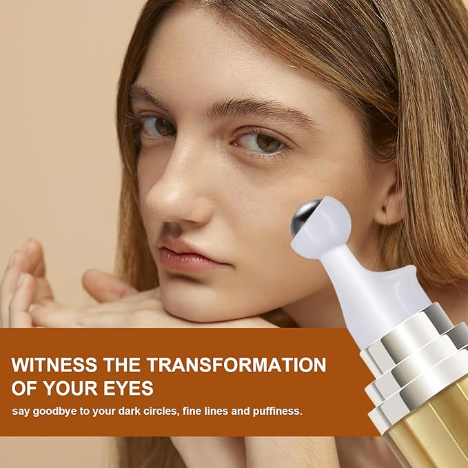 5% Caffeine Eye Serum - Caffeine Eye Cream with 360° Massage Ball Reduce Wrinkles and Fine Lines - Eye Roller Cream for Relieve Puffiness and Dark Eye Circles