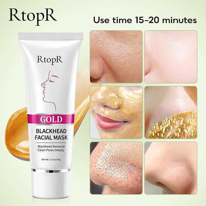 RtopR Blackhead Remover Mask, For All Skin Types, Deep Cleansing Blackheads, Dirts, Pores, Peel Off Facial Mask Nose Strips