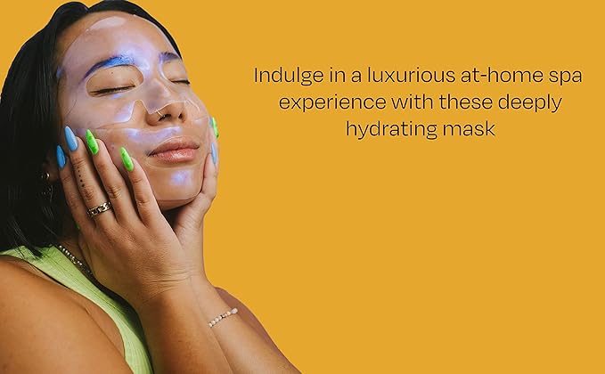 KINDIA AURA DRIP Clean Korean Skincare 5x Face Mask - Biodegradable - Illuminating & Hydrating for Dewy, Plump, Glowy & Radiant Skin Aloe Vera, Rosewater, Neem Extract - Beauty Mask for all skin types