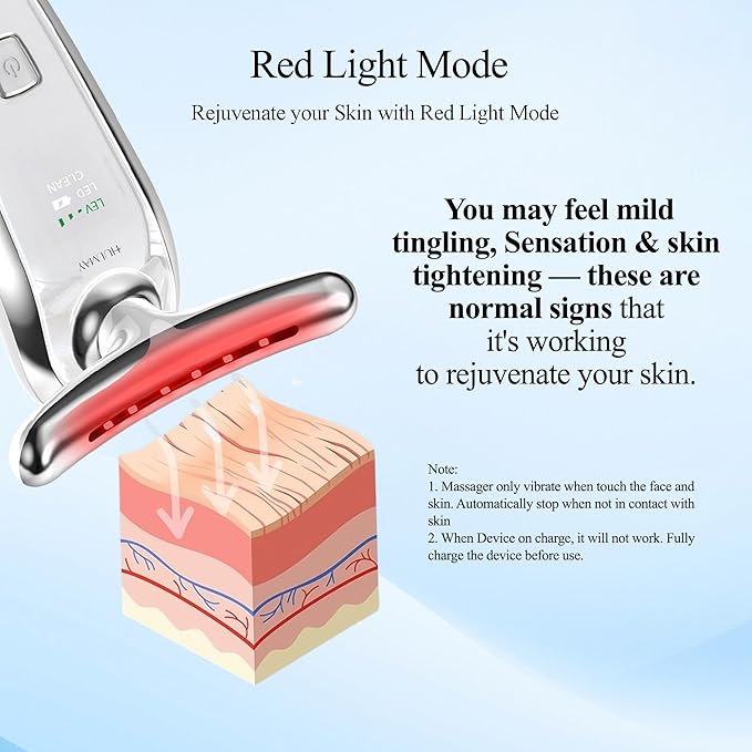 Red Light Therapy for face and Neck, Facial & Neck Massager Tool, Face Lift, Reduce Fine Lines & Double Chin, Neck Tightening, True Beauty Glow Facial Massager - at Home Skin Care Sculpting Tool